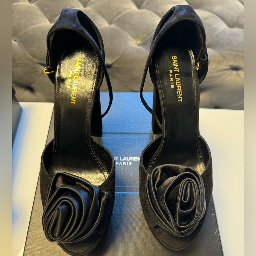 YSL JODIE ROSE SUEDE PLATFORMS